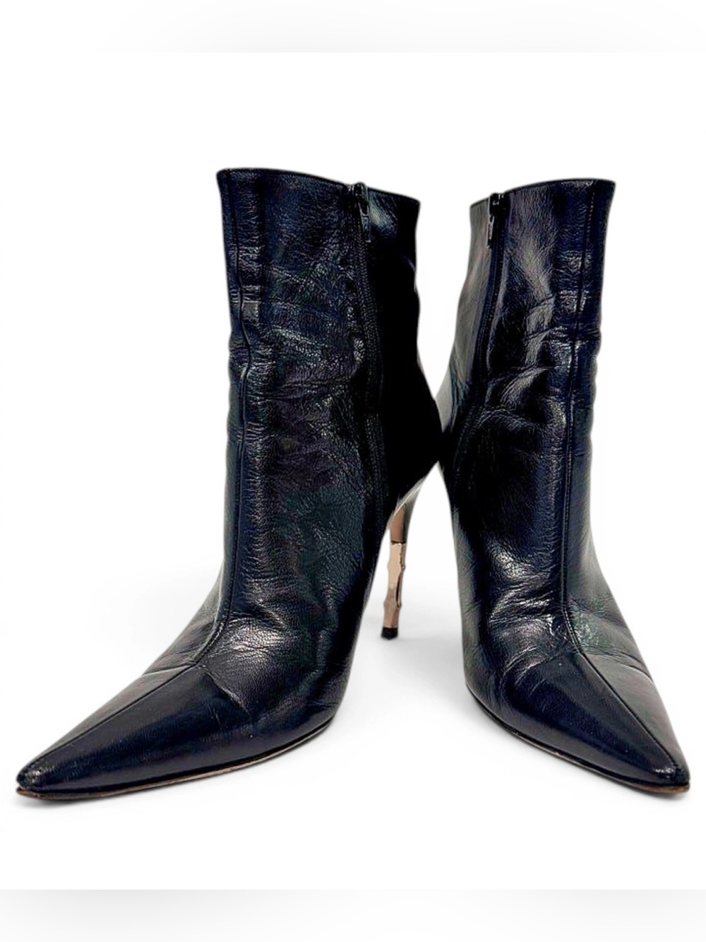 Vintage Gucci Tom Ford Era Bamboo Heel Black Leather Ankle Boots 9B